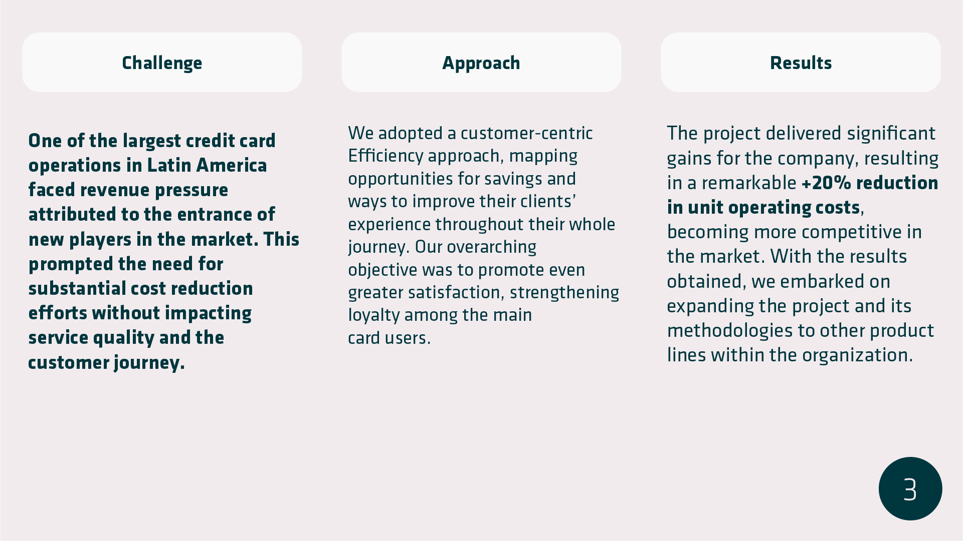 Description of the success case in Financial Services carried out in one of the Efficiency Solutions projects